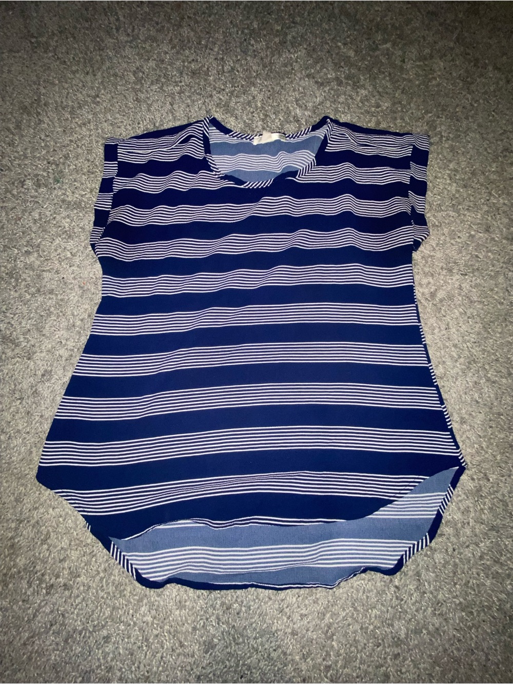 a'gaci Navy and White Striped V-Neck Tunic Top